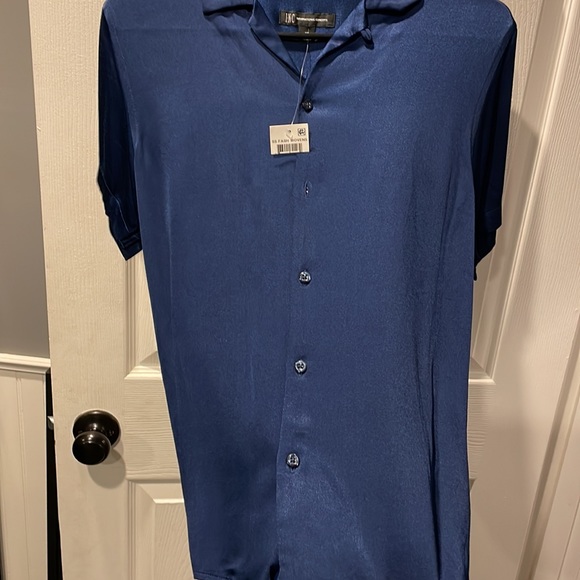 Blue Satin Button Down - Picture 6 of 6